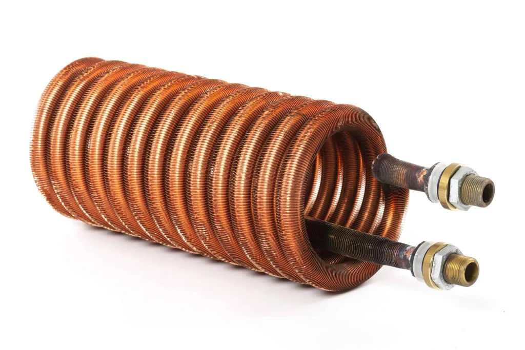 Varmespiral i kobber 0,6 m2 for akkumulatortank med flenser