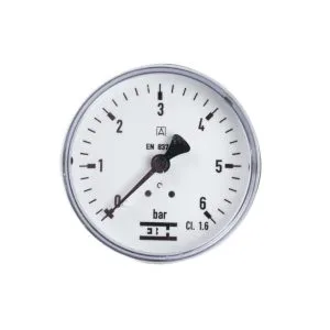 Manometer 1/4" 0-6 bar til bruk på vann og trykkluft