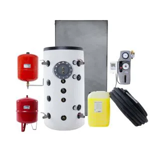 Solfangersystem med 3 stk KPG1 solfangerpaneler & 300 liter tank