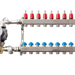 Gulvvarmeshunt med Wilo 25-6 pumpe | 9 kurs gulvvarmefordeler